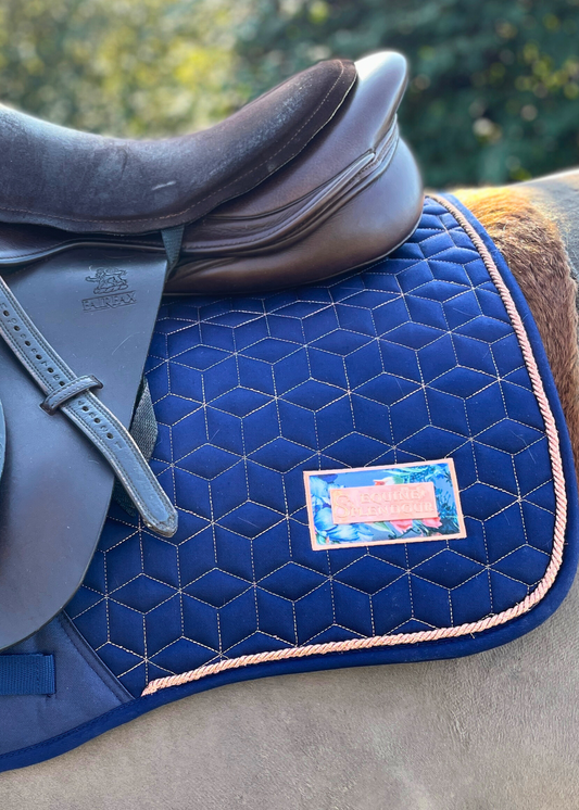 Navy and Rose Gold Geo Saddle Pad GP/Jump