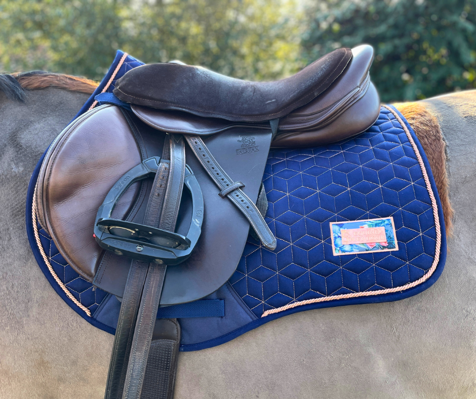 Navy and Rose Gold Geo Saddle Pad GP/Jump