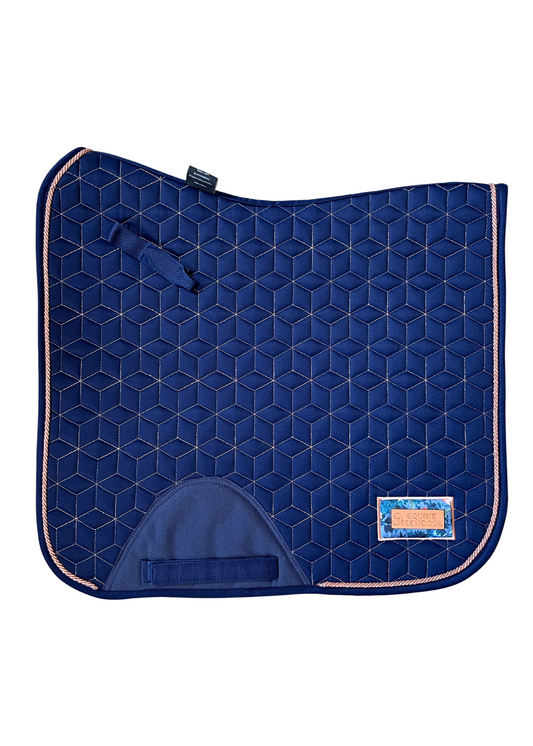 Navy and Rose Gold Geo Saddle Pad Dressage