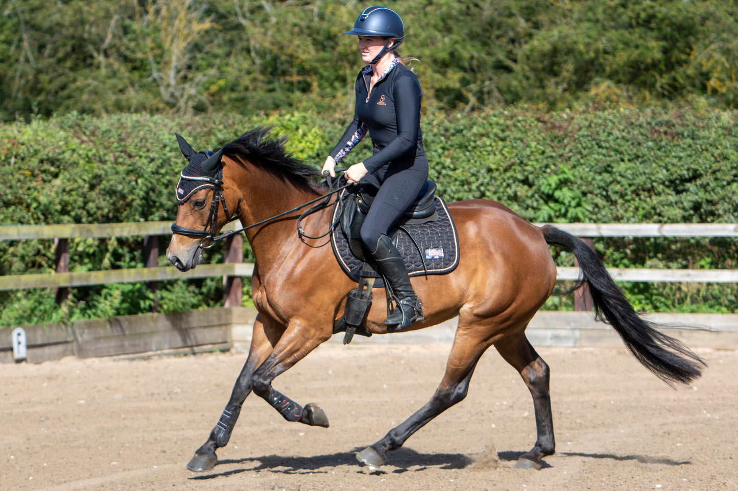 Black and Rose Gold Geo Saddle Pad Dressage