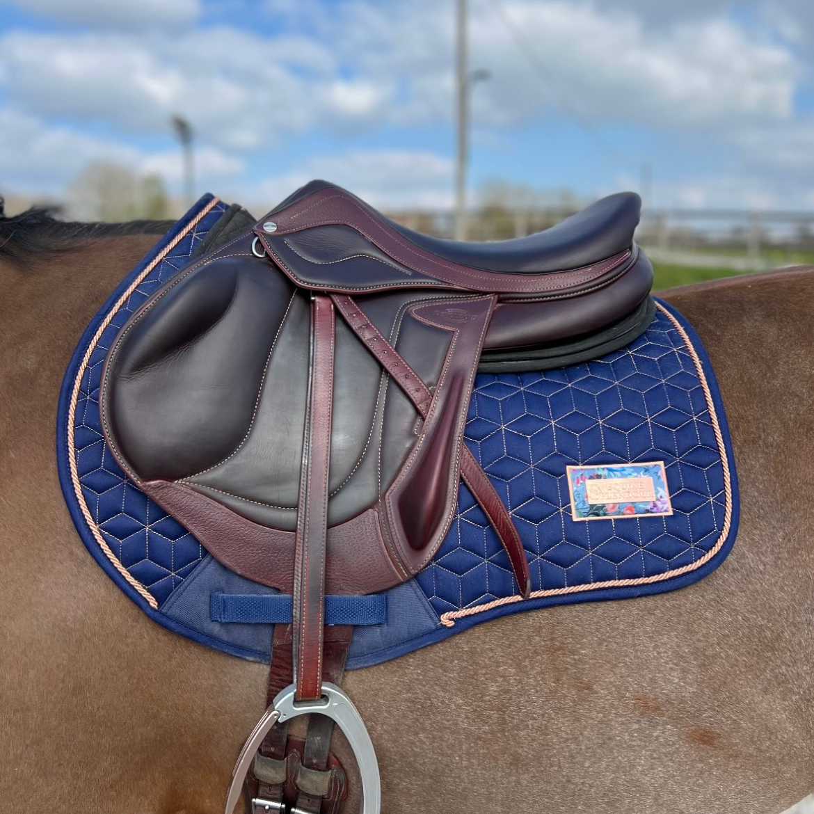 Navy and Rose Gold Geo Saddle Pad GP/Jump