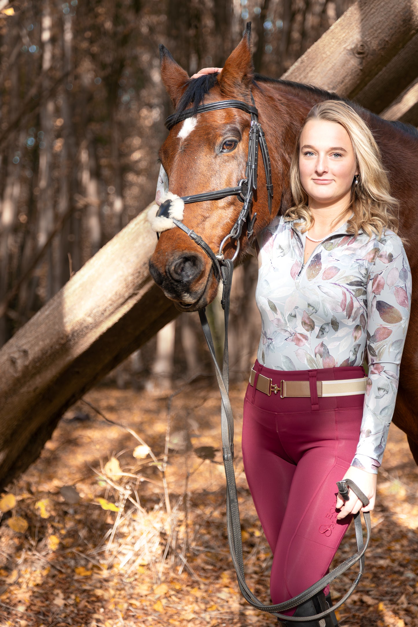 Deep Berry All Season Riding Leggings/Tights (Non Silicone) - Water Resistant