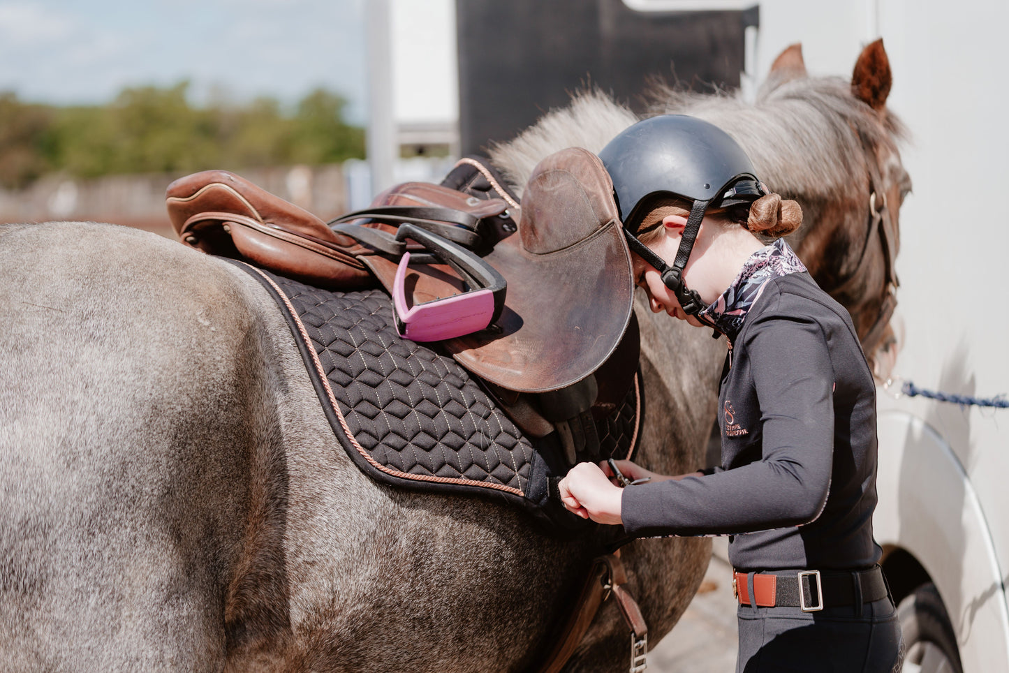 Black and Rose Gold Geo Saddle Pad Dressage