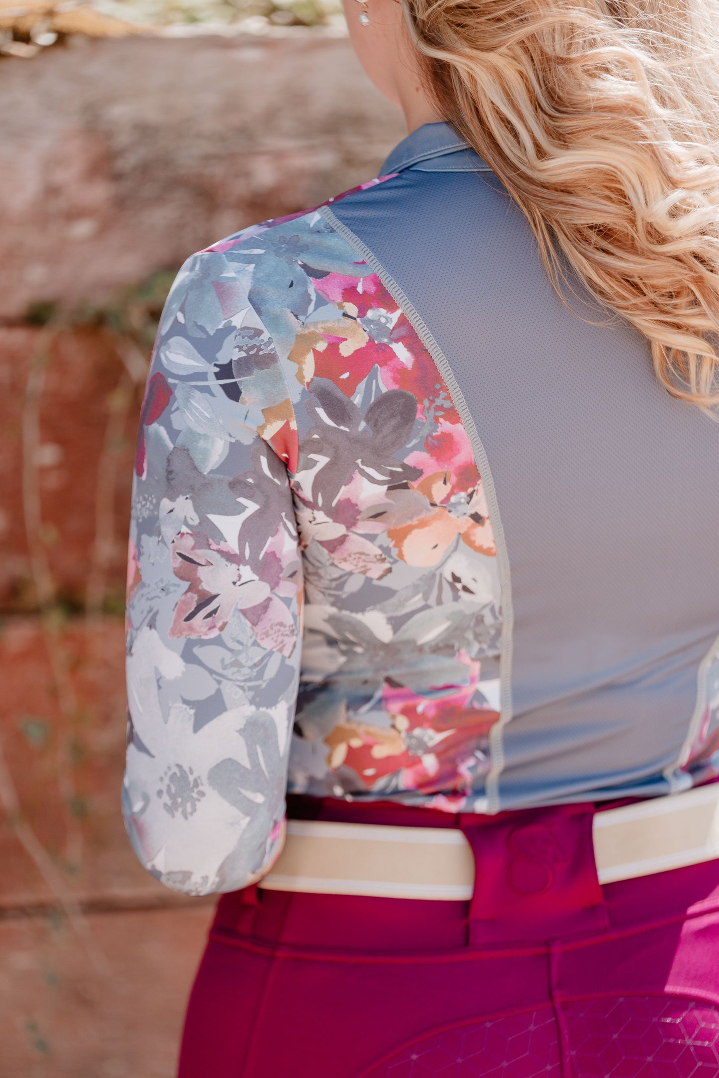 Slate Grey Floral Long Sleeve Base Layer
