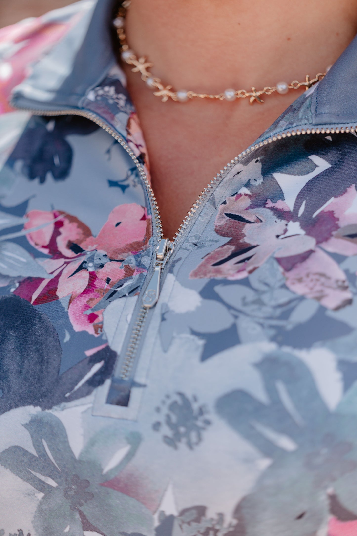 Slate Grey Floral Long Sleeve Base Layer
