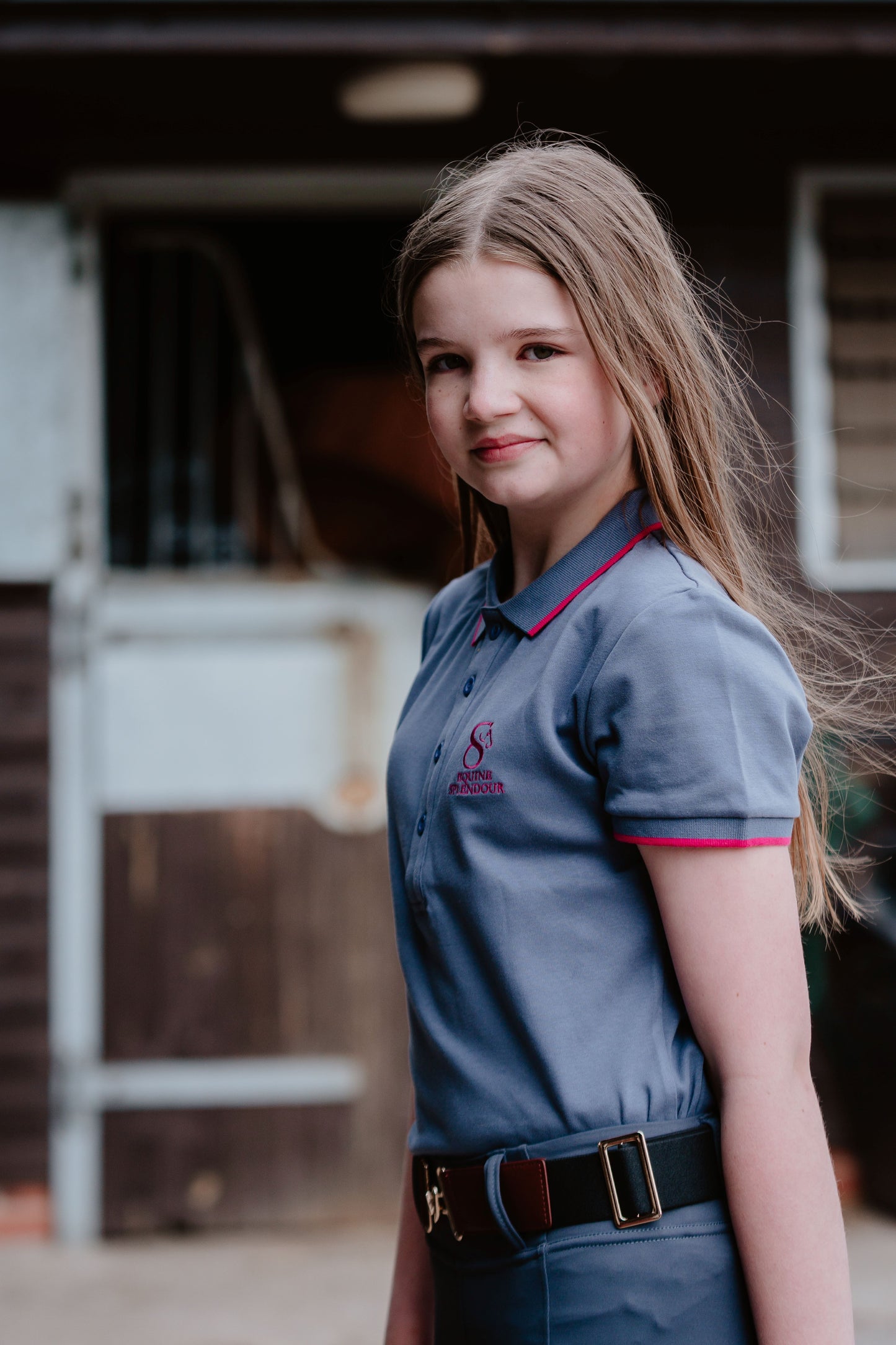 Slate Grey Floral Polo Shirt