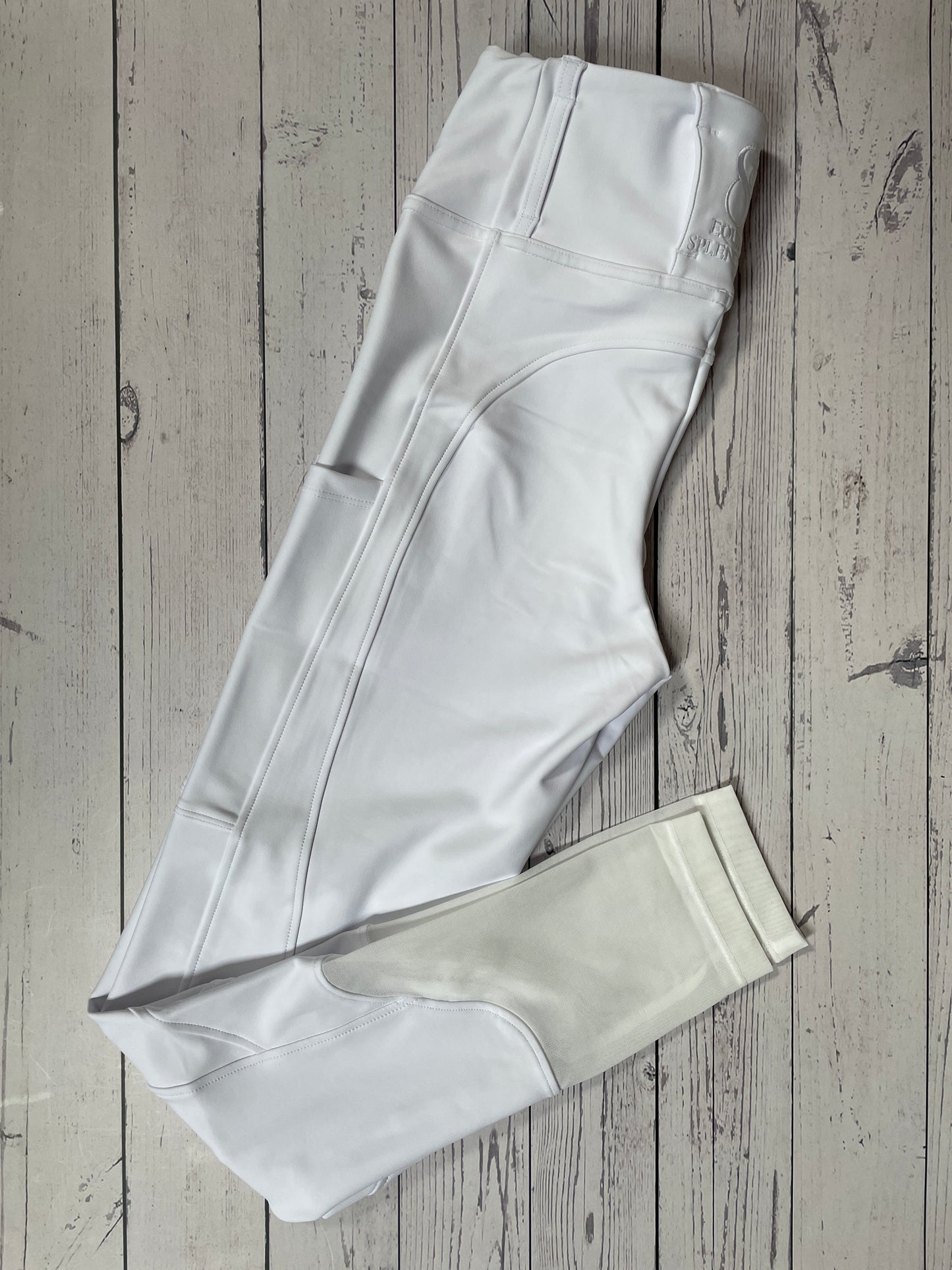 White Competition Riding Leggings/Tights Vented Sock (Non Silicone)