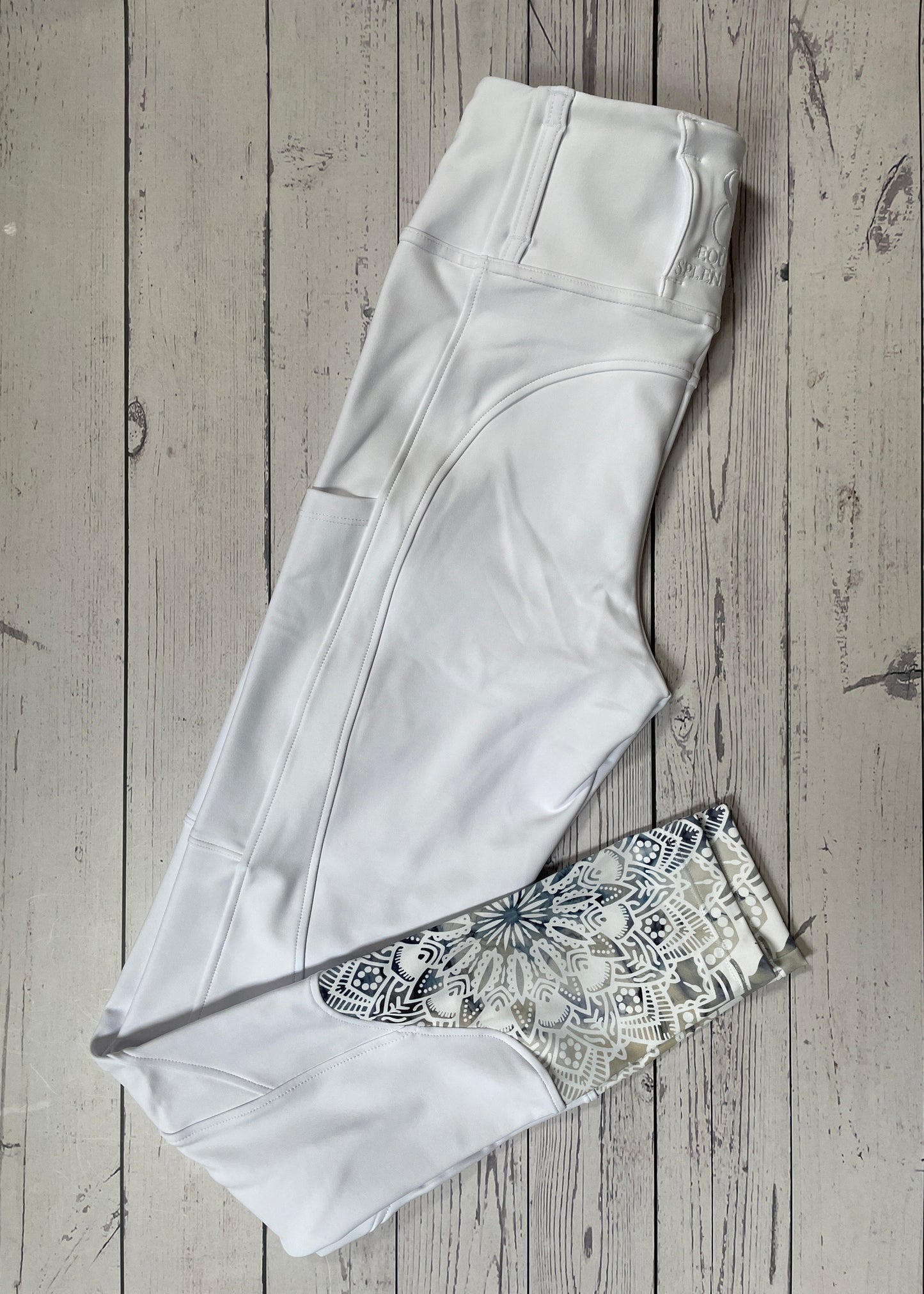 White Competition Riding Leggings/Tights Bohemian Sock (Non Silicone)