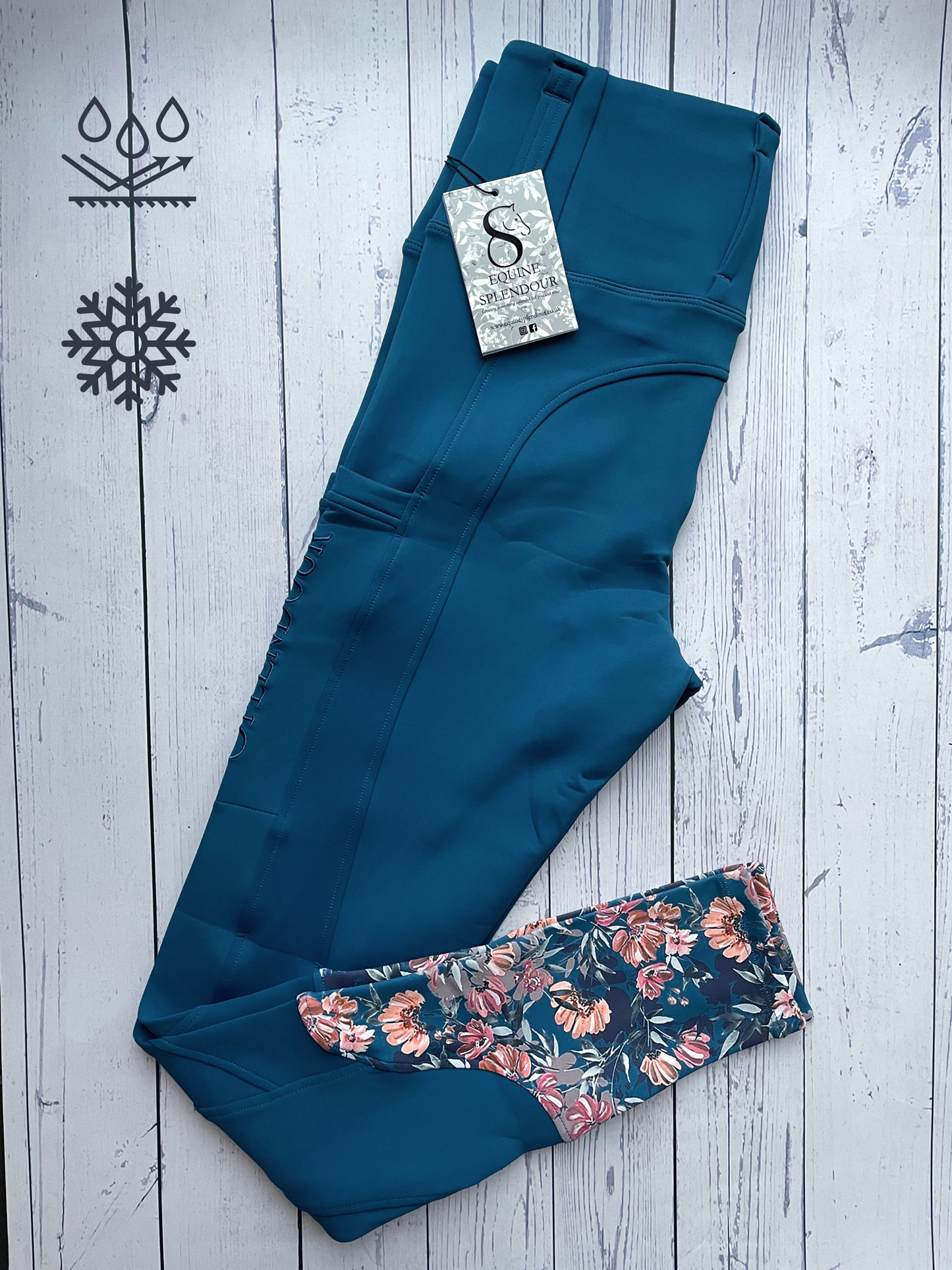 Teal Delight All Season Riding Leggings/Tights (Non Silicone) - Water Resistant