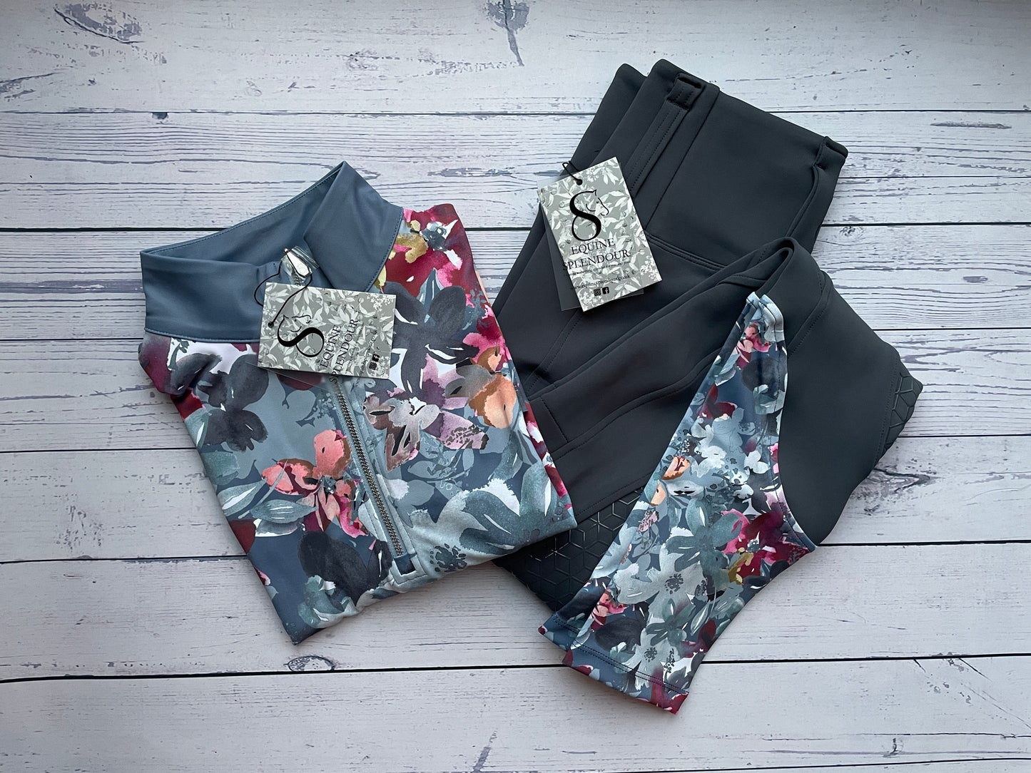 Slate Grey Floral Long Sleeve Base Layer