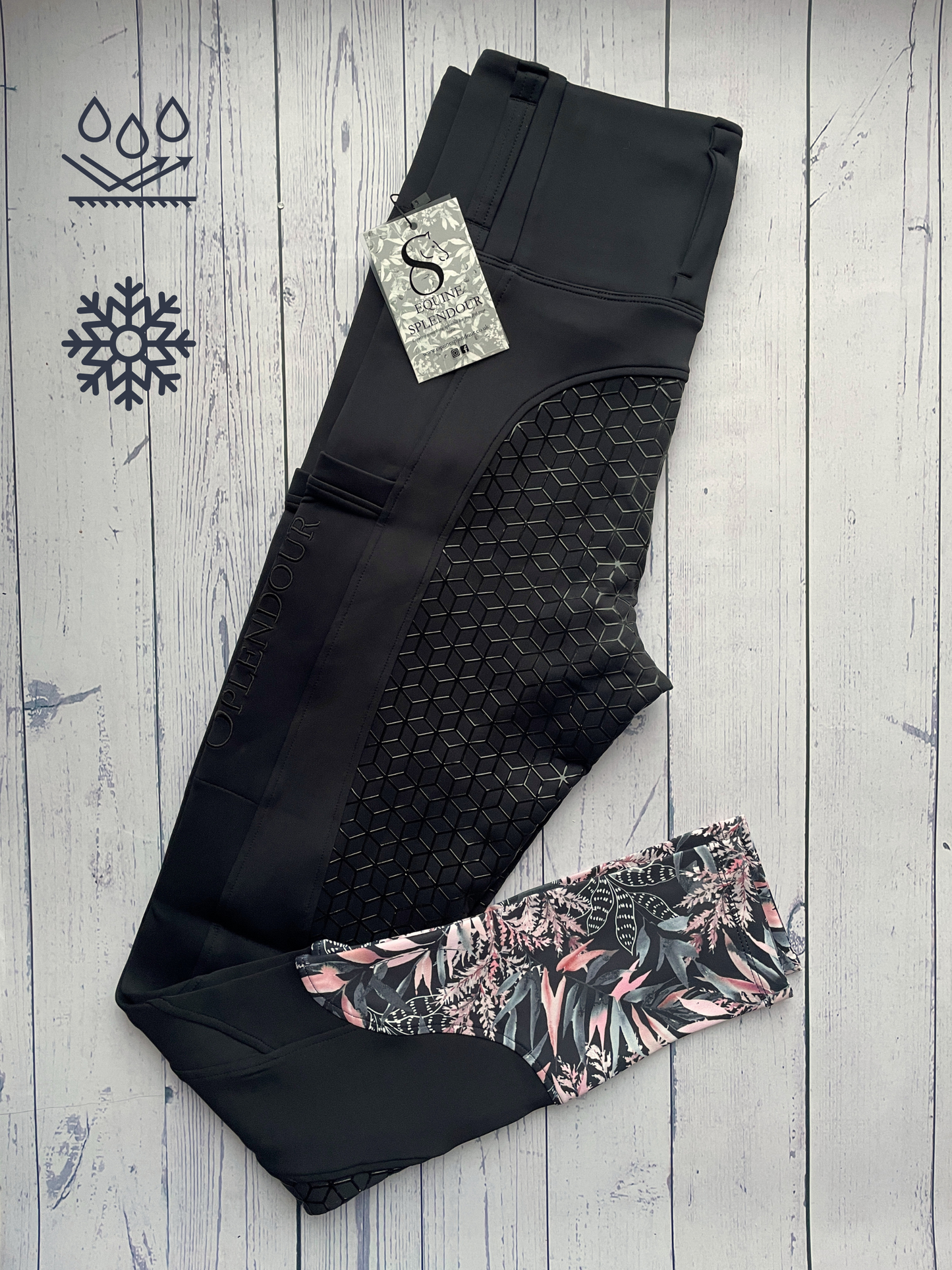 Secret Garden Black All Season Full Seat Riding Leggings/Tights - Water Resistant