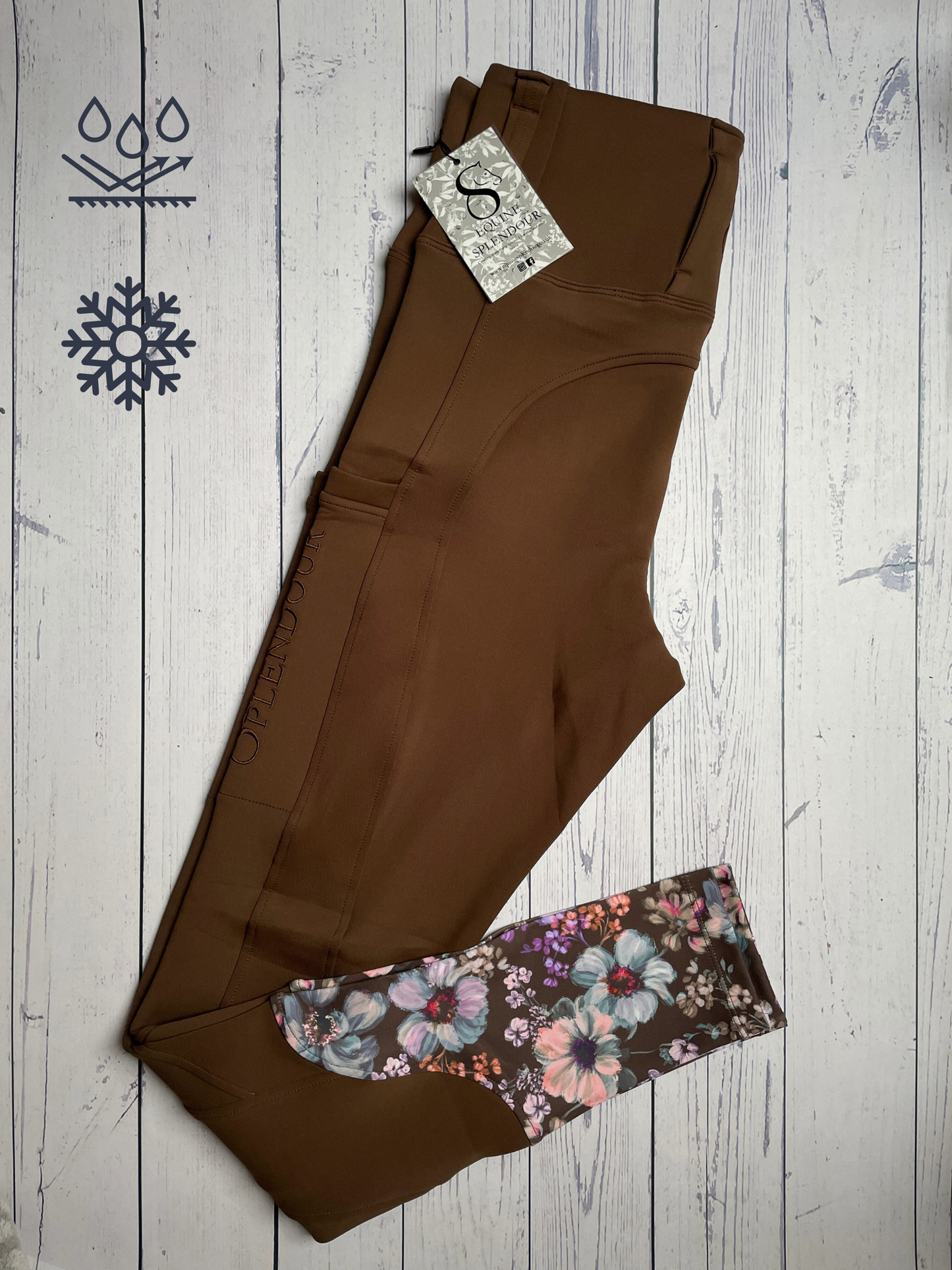 Rich Chocolate All Season Riding Leggings/Tights (Non Silicone) - Water Resistant