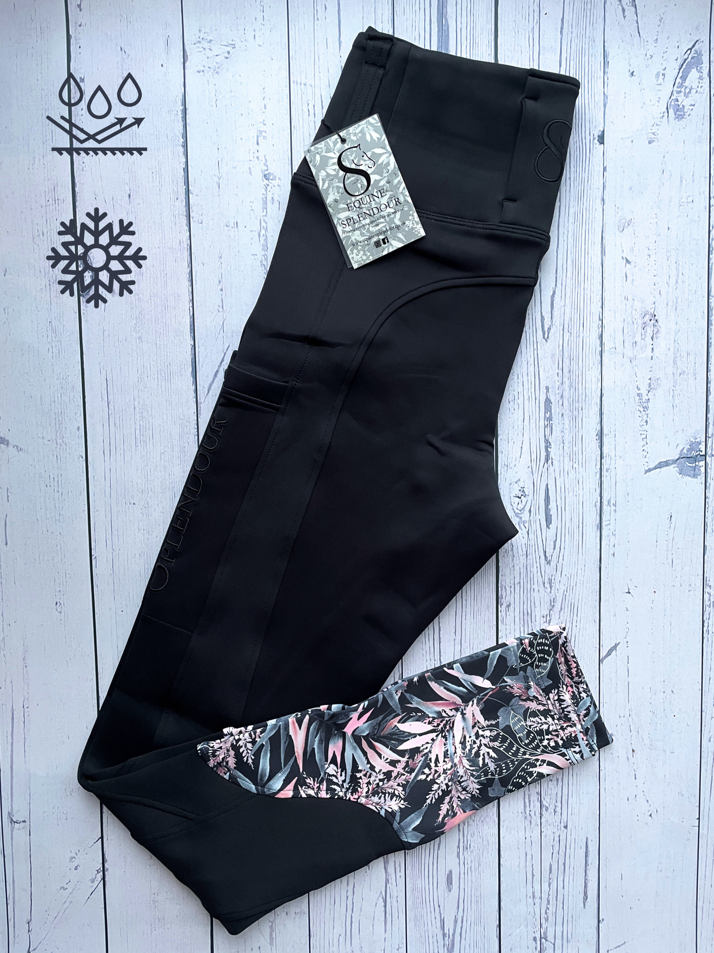 Secret Garden Black All Season Riding Leggings/Tights (Non Silicone) - Water Resistant