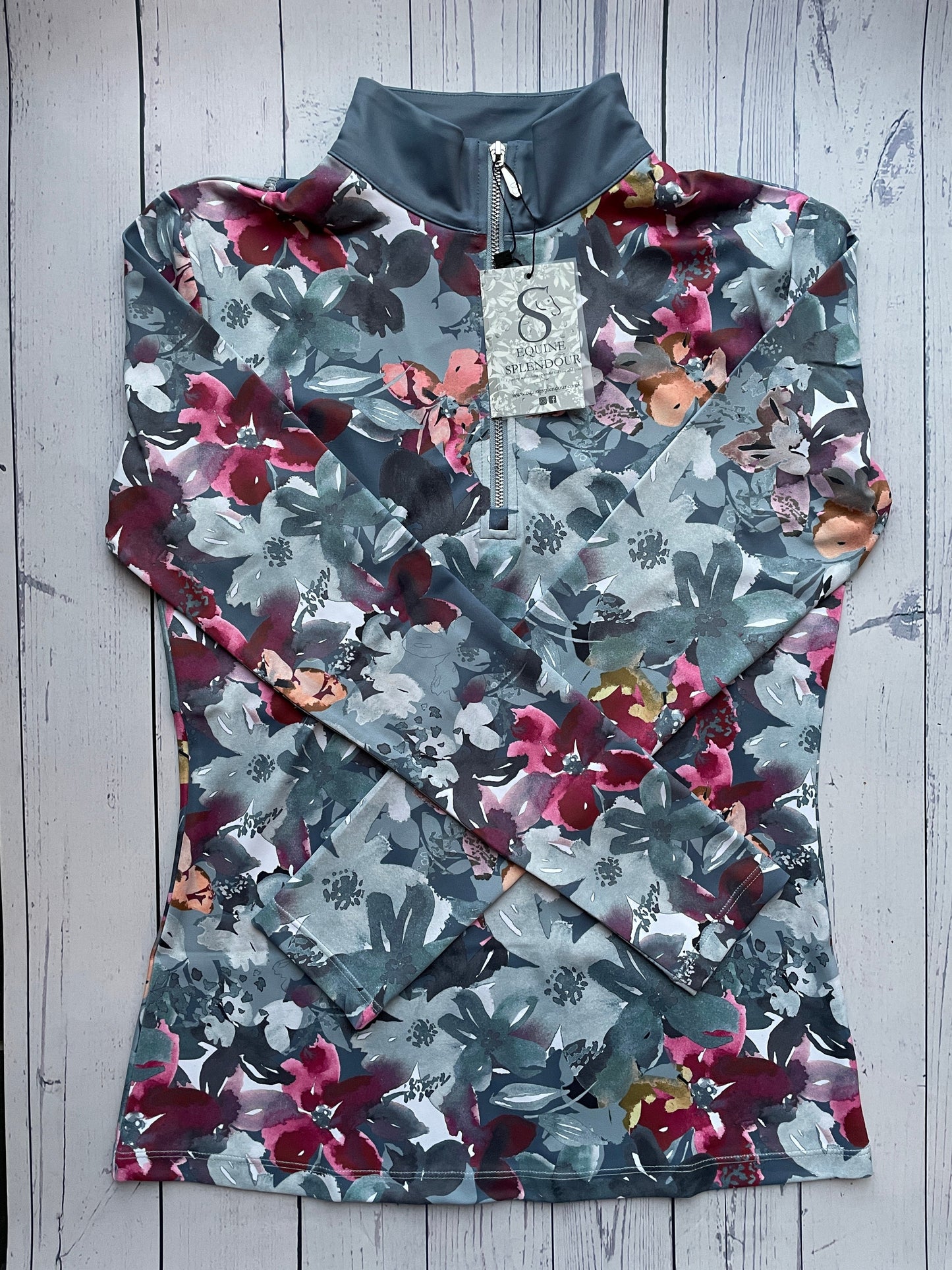 Slate Grey Floral Long Sleeve Base Layer