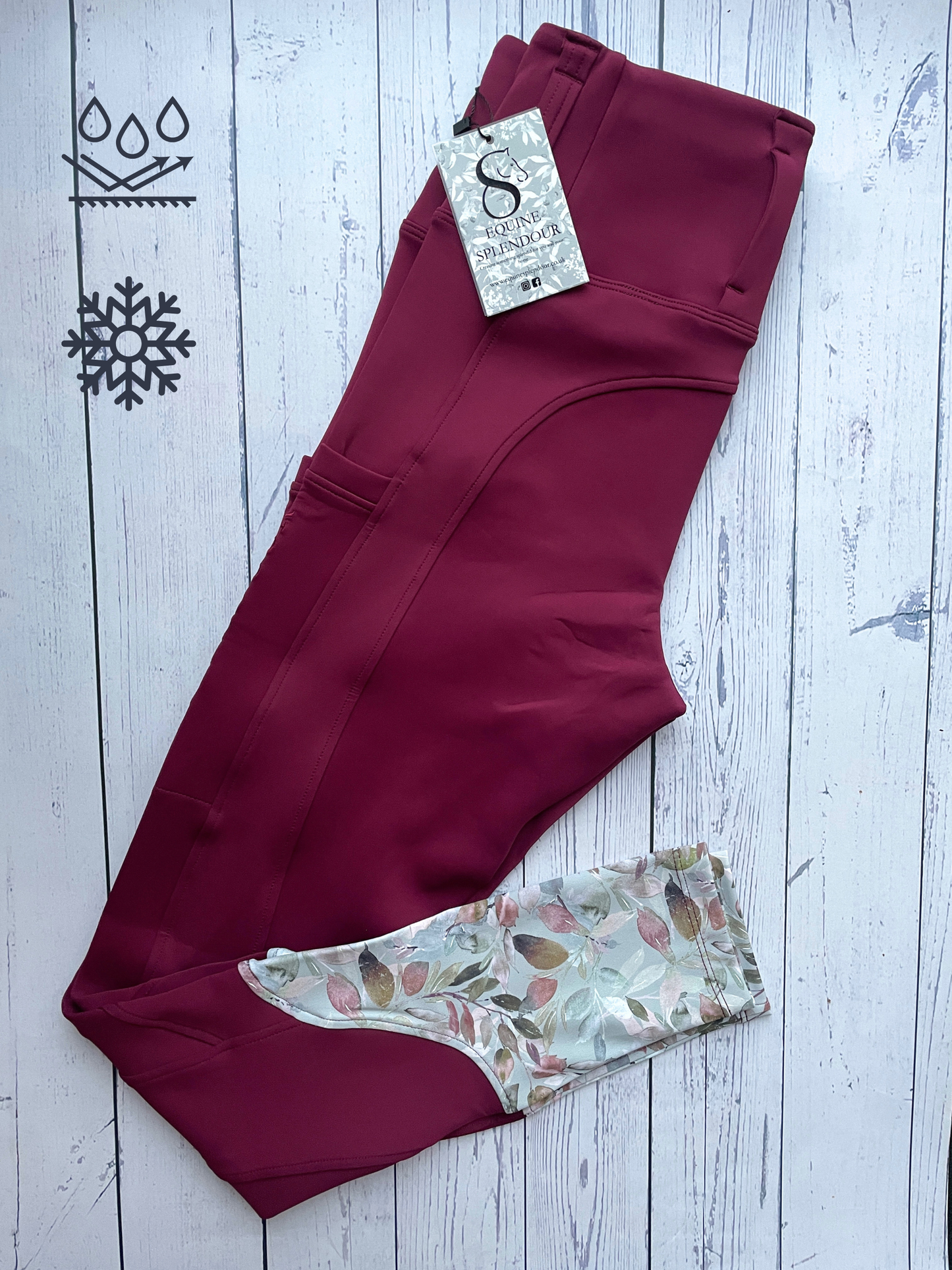 Deep Berry All Season Riding Leggings/Tights (Non Silicone) - Water Resistant