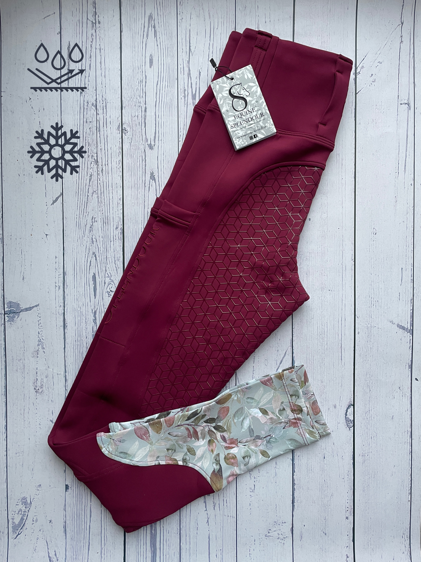 Deep Berry All Season Full Seat Riding Leggings/Tights - Water Resistant