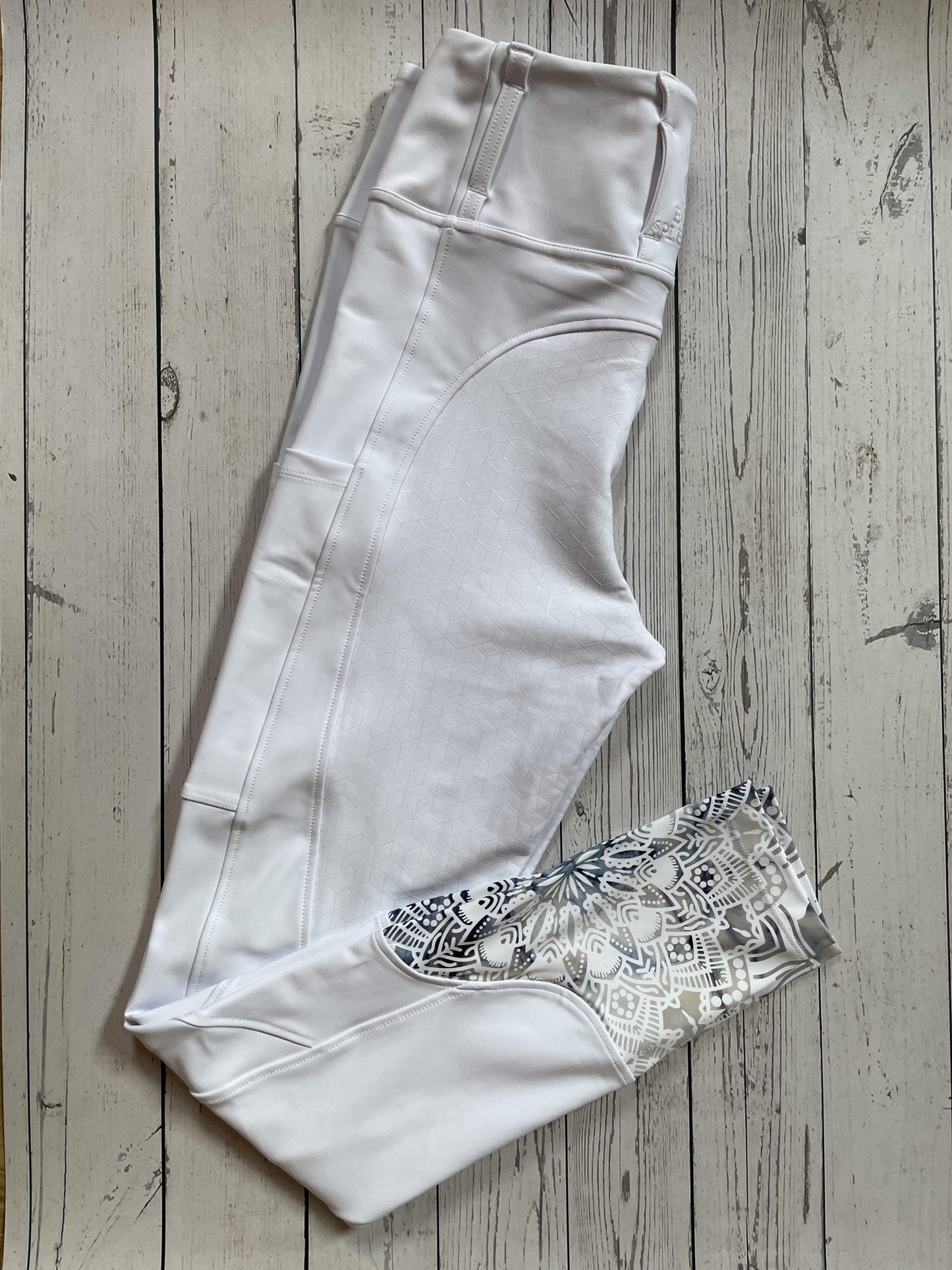 White Competition Full Seat Riding Leggings/Tights Bohemian Sock