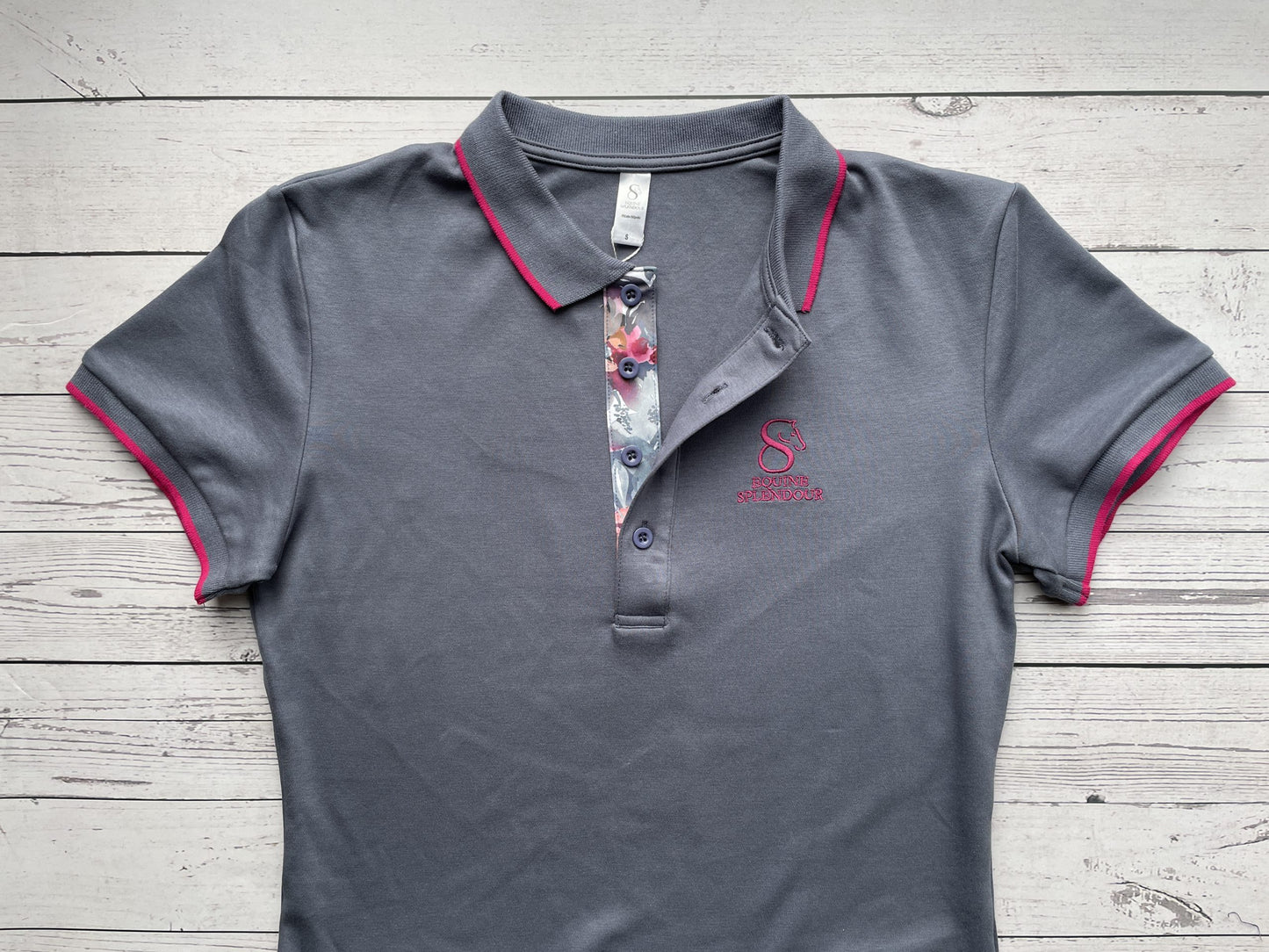 Slate Grey Floral Polo Shirt