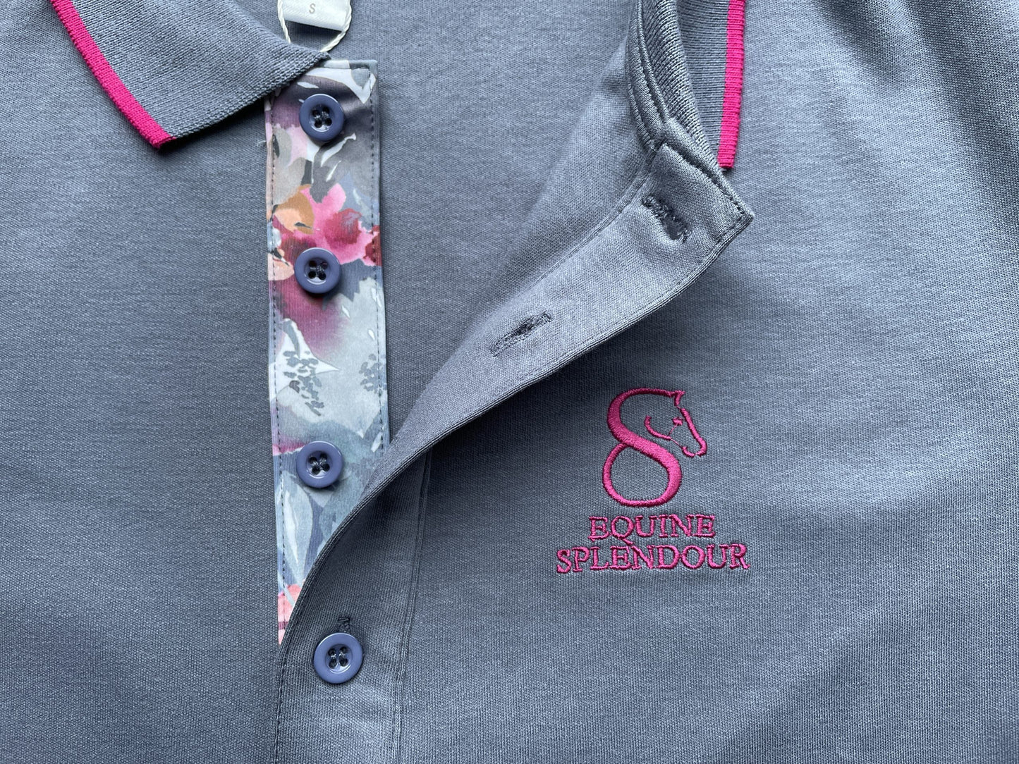 Slate Grey Floral Polo Shirt