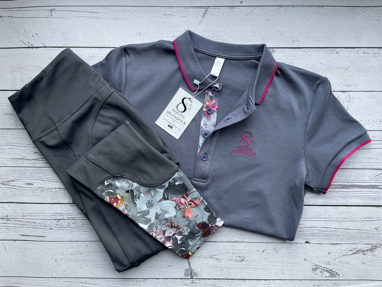 Slate Grey Floral Polo Shirt