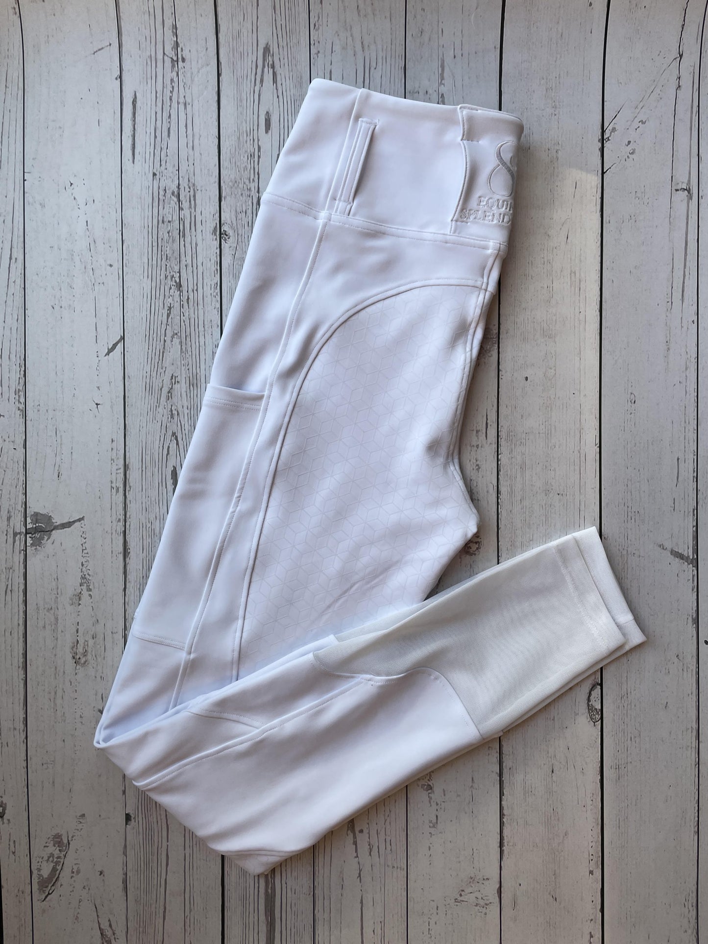 White Competition Full Seat Riding Leggings/Tights Vented Sock