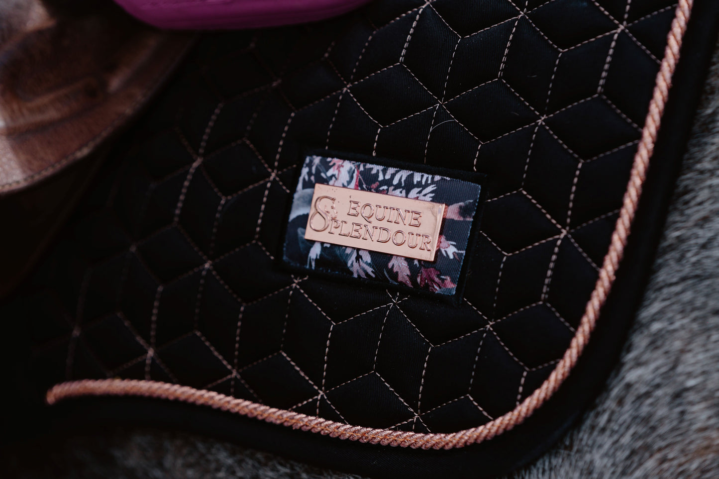 Black and Rose Gold Geo Saddle Pad Dressage