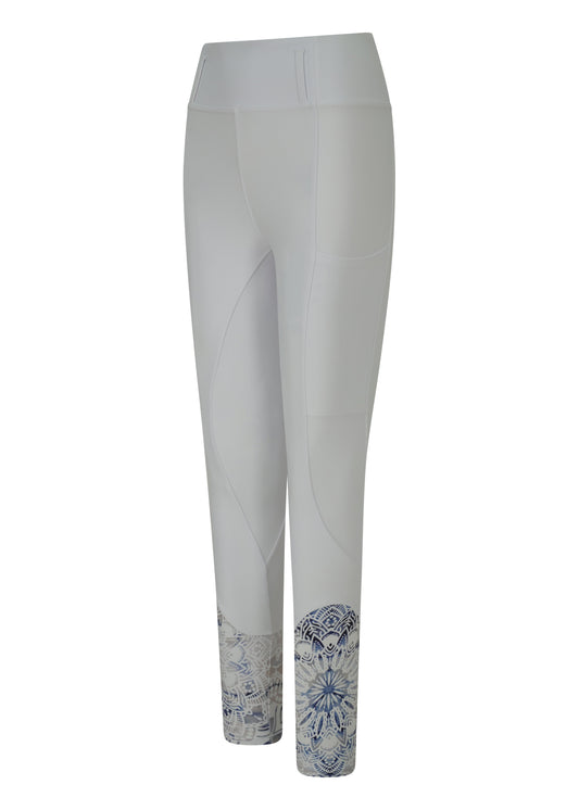 White Competition Riding Leggings/Tights Bohemian Sock (Non Silicone)