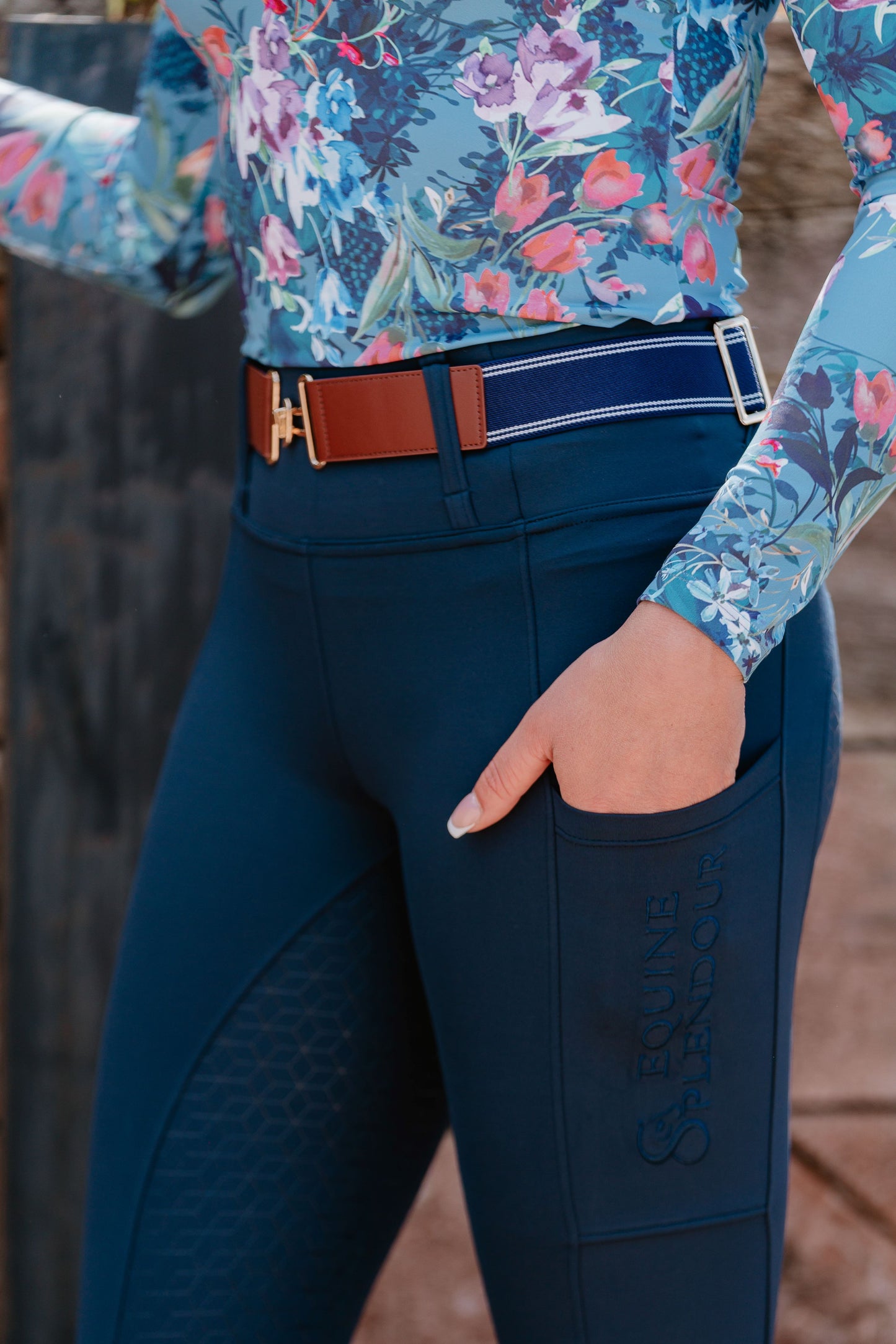 Botanic Navy Full Seat Standard Riding Leggings/Tights