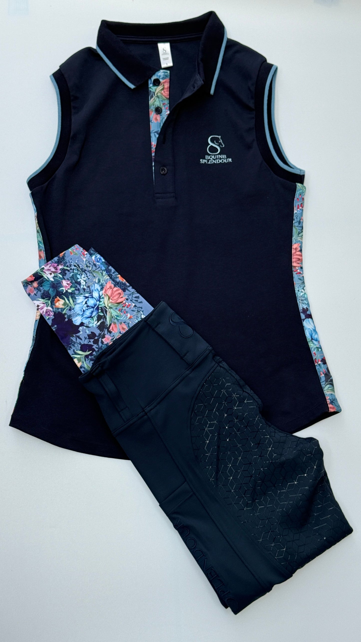 Botanic Navy Sleeveless Polo Shirt