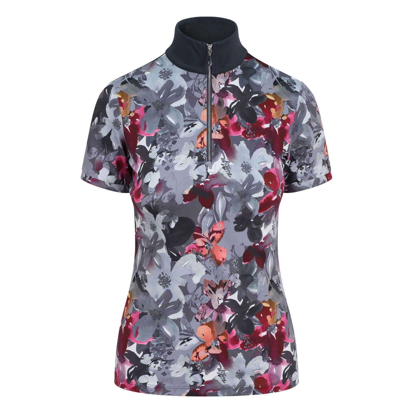Slate Grey Floral Short Sleeve Base Layer