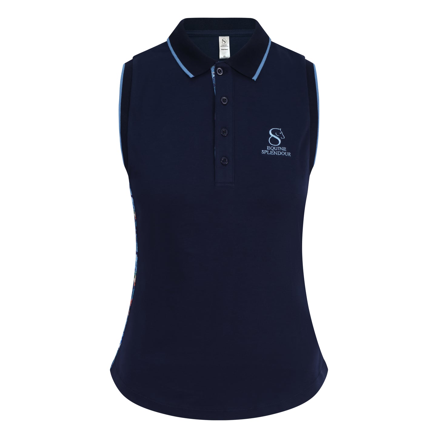 Botanic Navy Sleeveless Polo Shirt