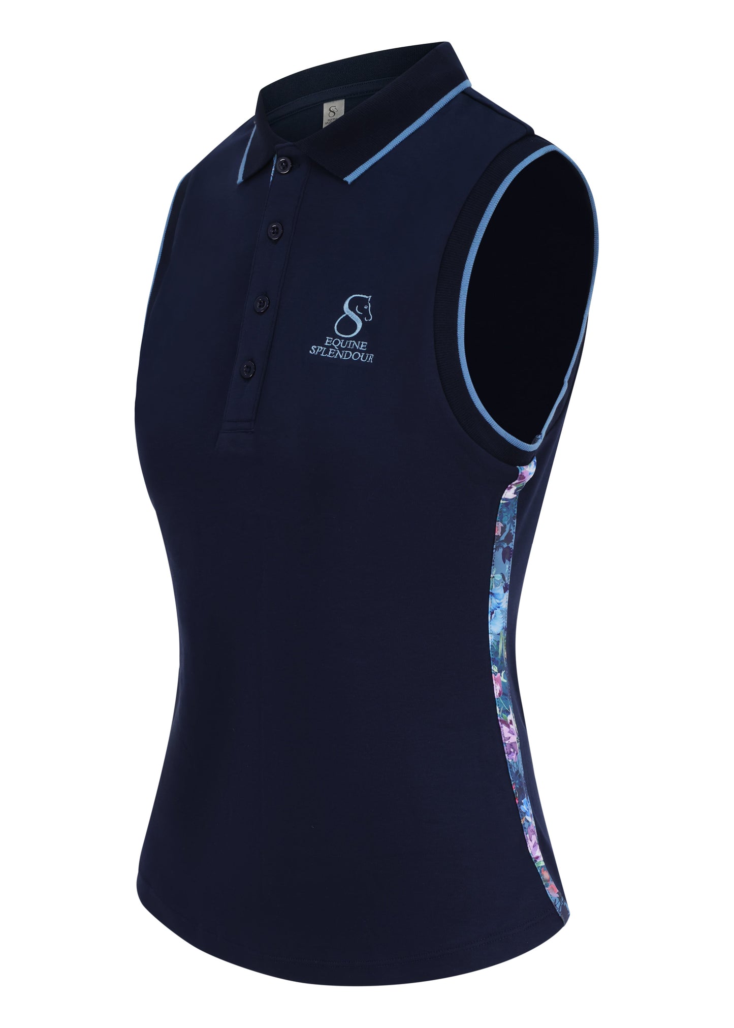 Botanic Navy Sleeveless Polo Shirt
