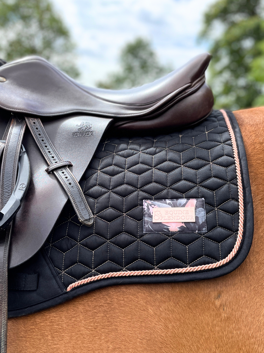 Black and Rose Gold Geo Saddle Pad Dressage