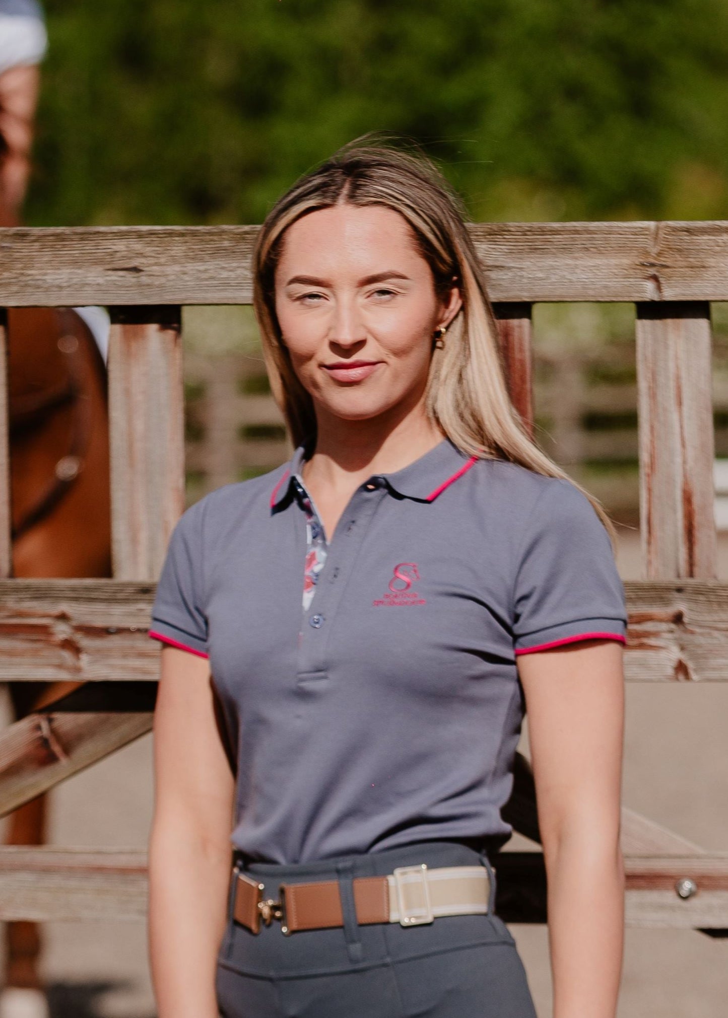 Slate Grey Floral Polo Shirt
