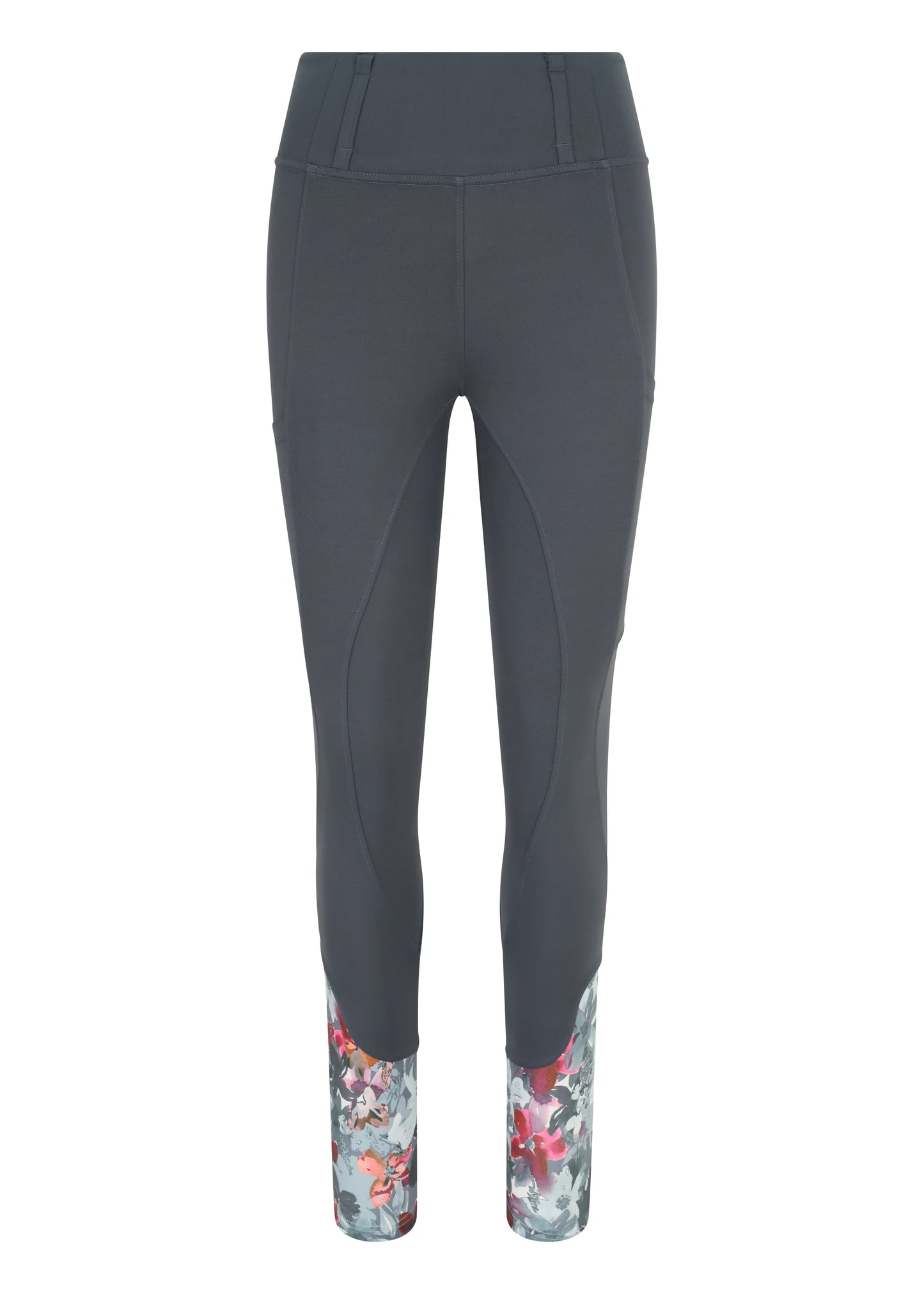 Slate Grey Floral Standard Riding Leggings/Tights (Non Silicone)