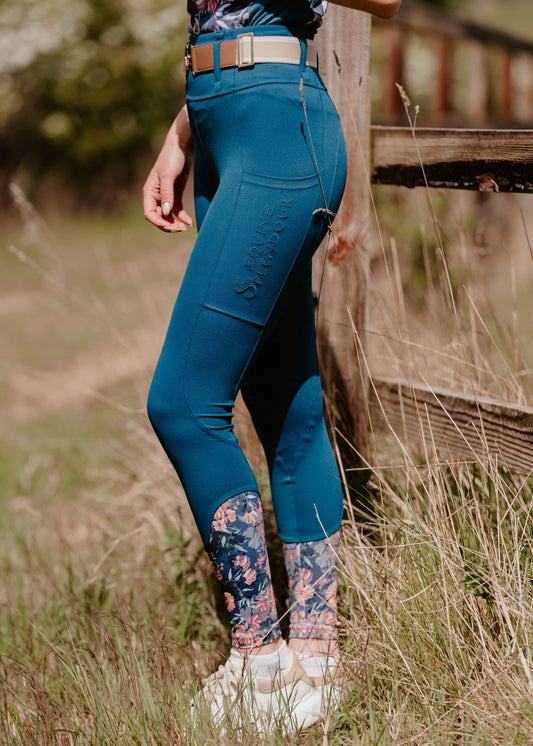 Teal Delight Full Seat Standard Riding Leggings/Tights