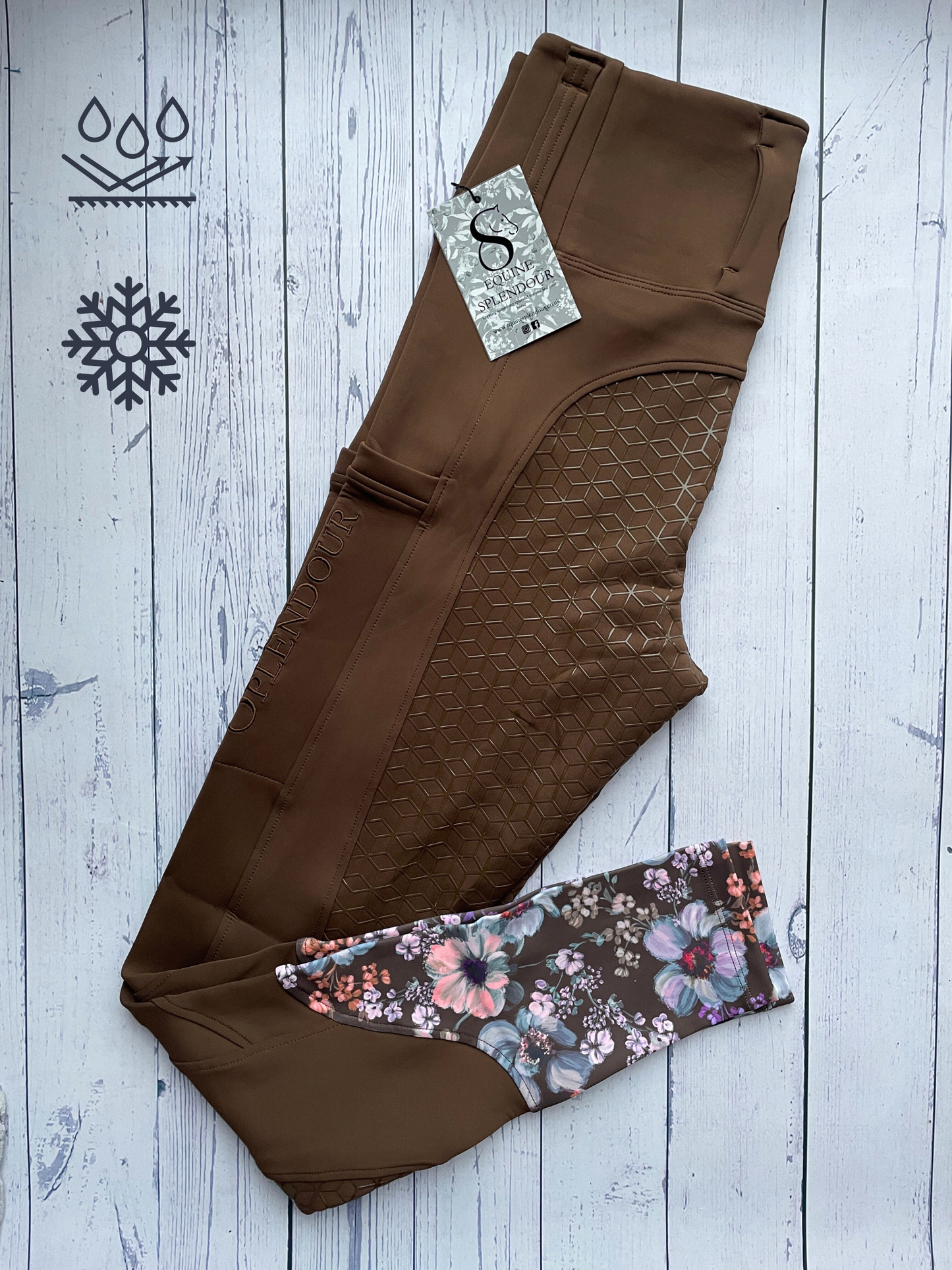 Rich Chocolate Winter Full Seat Riding Leggings - Water Resistant