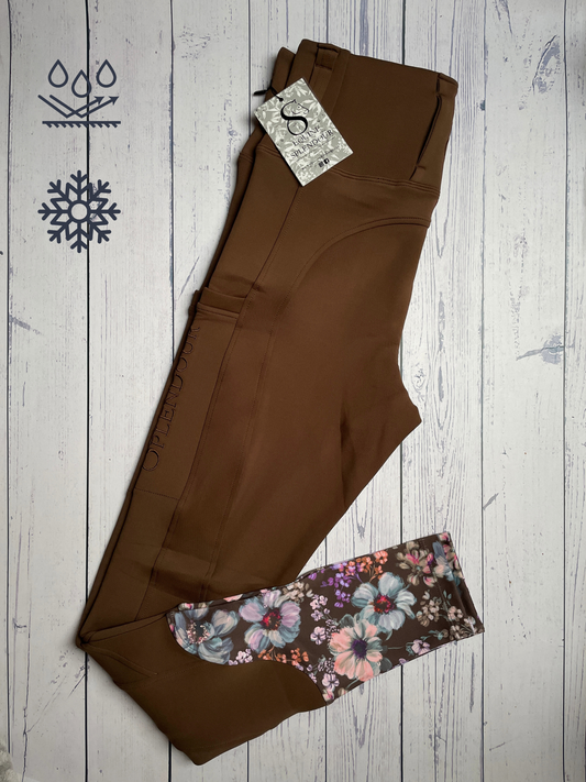 Rich Chocolate Winter Riding Leggings (Non Silicone) - Water Resistant