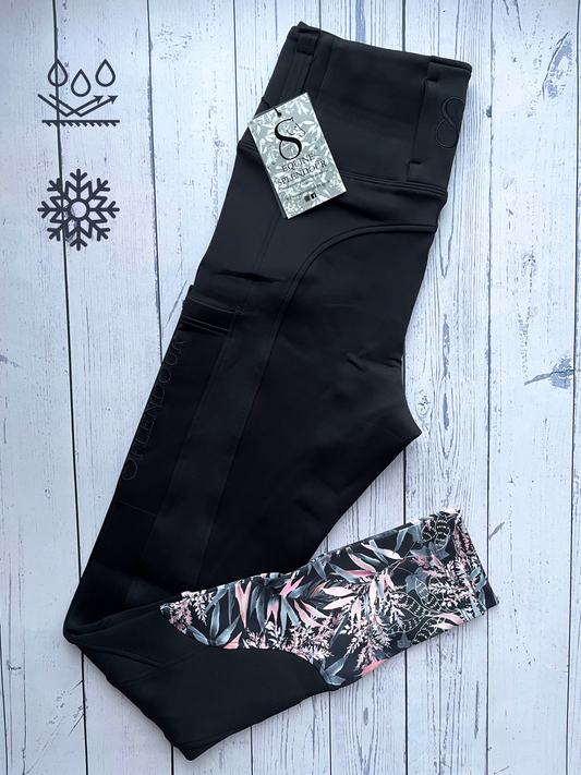 Secret Garden Black Winter Full Seat Riding Leggings (Non Silicone) - Water Resistant