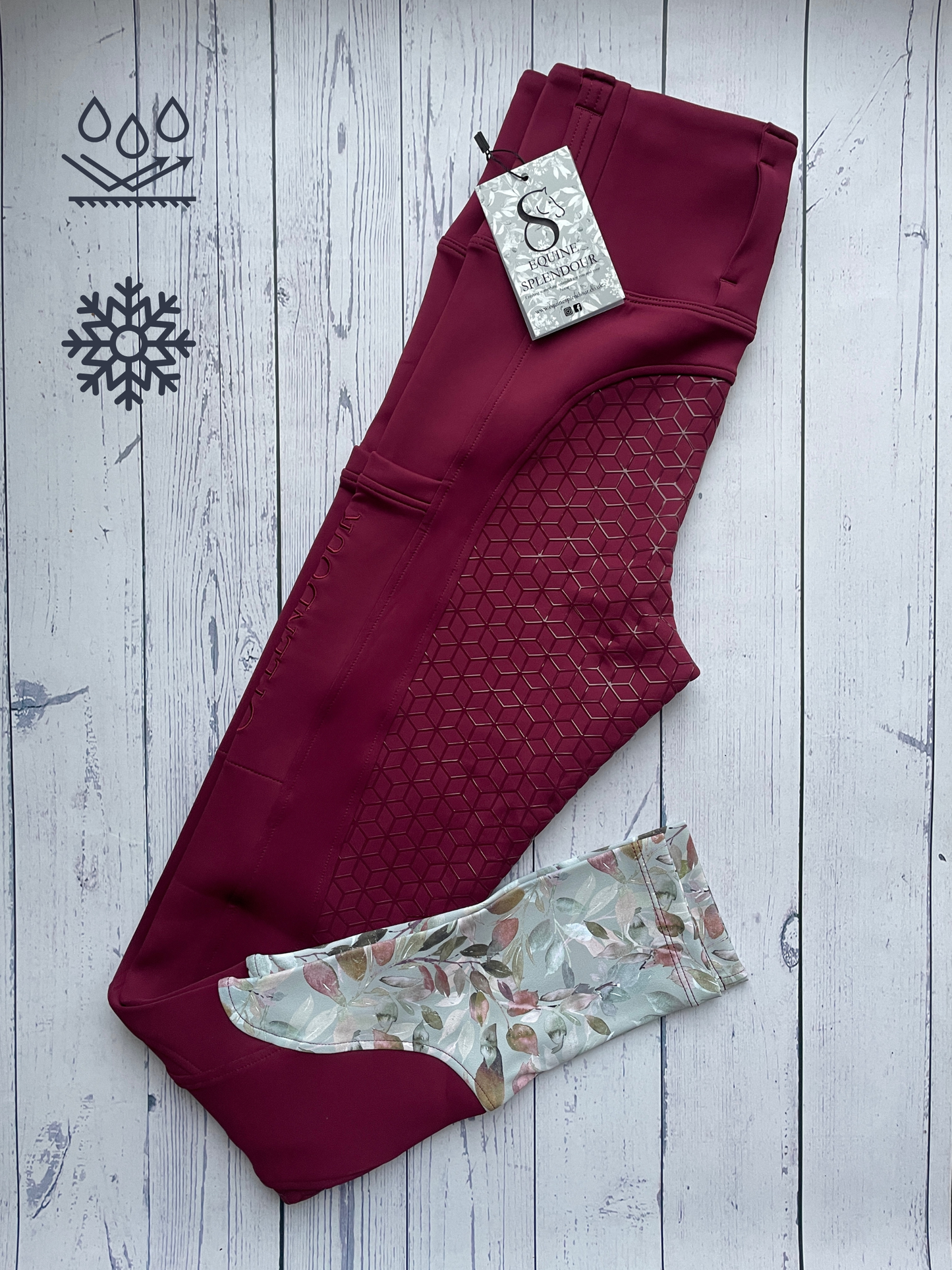 Deep Berry Winter Full Seat Riding Leggings - Water Resistant